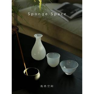 白色奶玻璃分酒器骨粉小酒杯家用茶具套装 海绵空间 中古公道杯