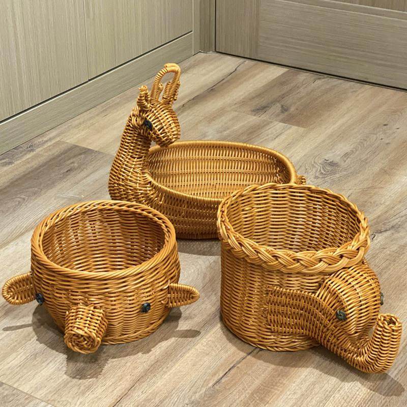 柳条箩筐竹篮子藤编大象猪头竹筐收纳筐动物鸡蛋手工托盘创意餐具,餐饮具,果盆/果盘/果篮,淘宝优惠券,粉丝福利购,淘宝优惠卷