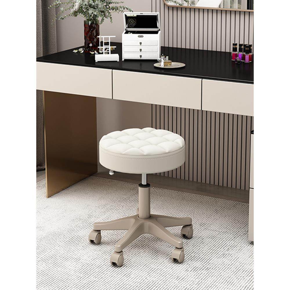 卧室梳妆凳网红化妆凳子时尚美容美甲凳可升降带滑轮家用妆台圆凳
