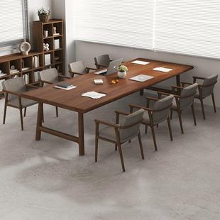 实木会议桌长桌简约现代图书馆大桌子工作台长条培训桌椅组合1031