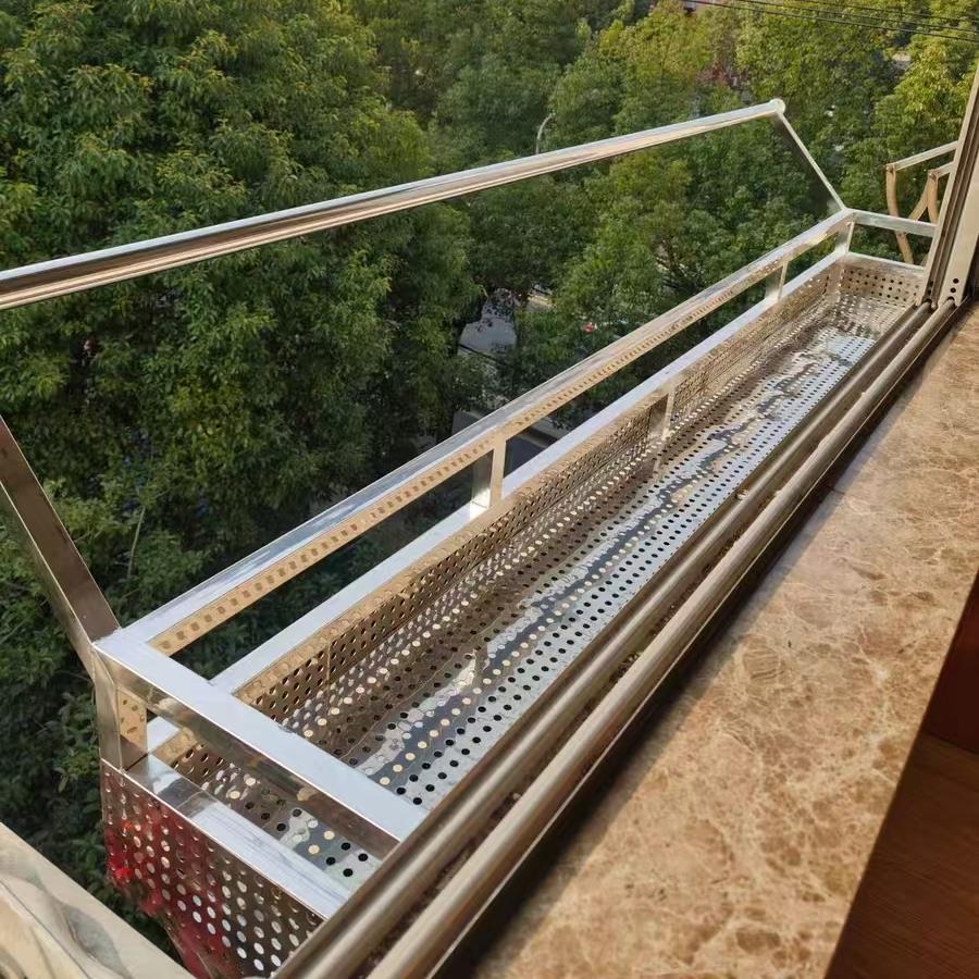 武汉全市可定制304不锈钢花架带雨棚晾衣杆一体式花架阳台养花架