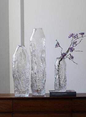 OOOOH侘寂风冰纹玻璃落地大花瓶马醉木吊钟枝条水培大号花瓶摆件