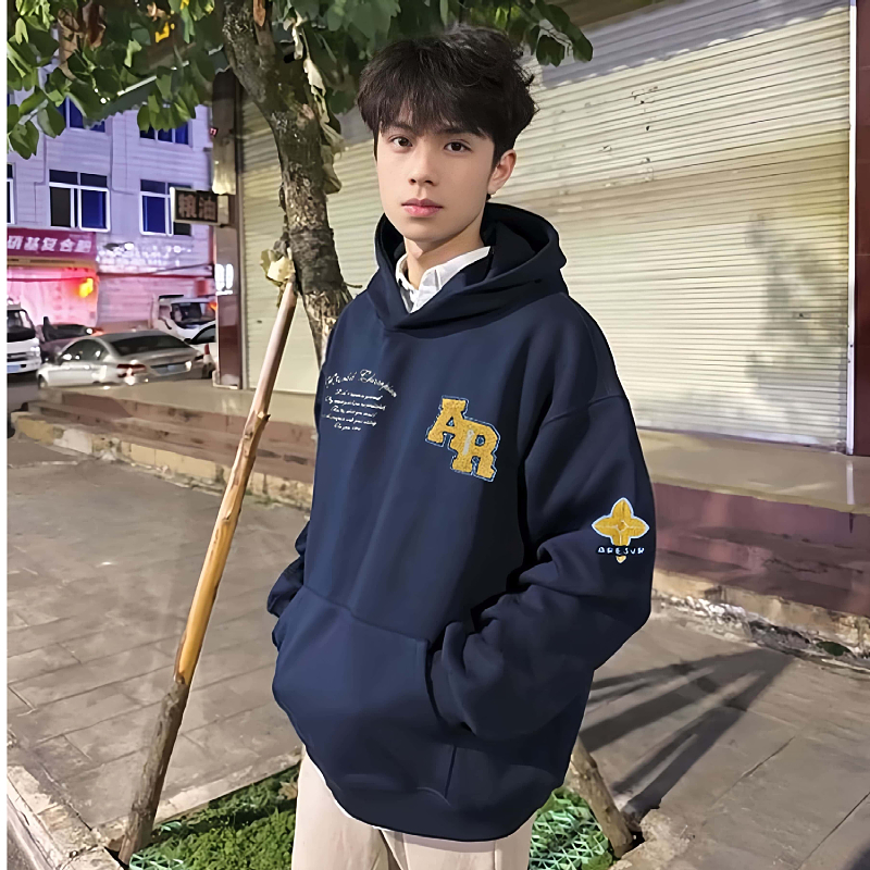 hippop字母印花连帽卫衣男女秋冬