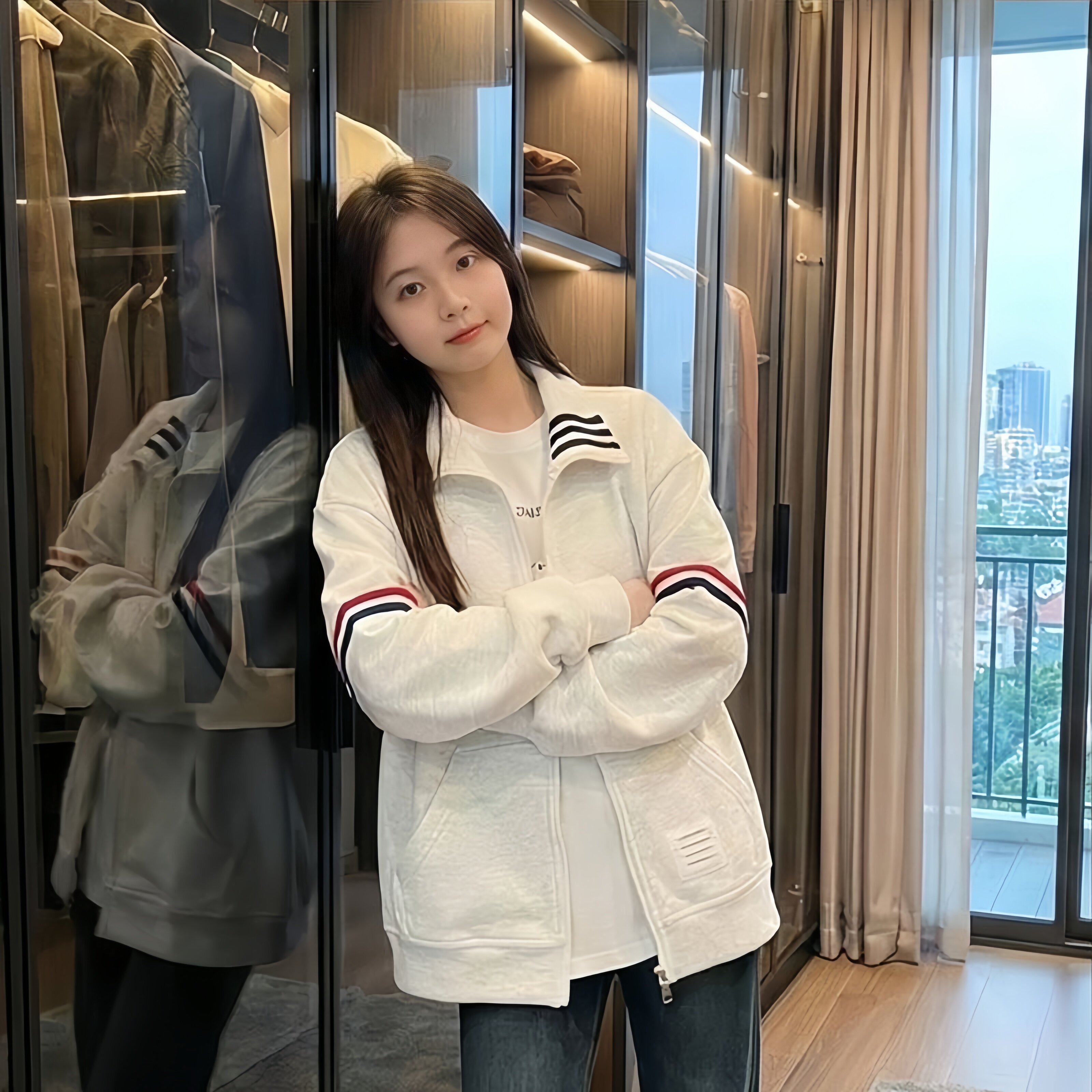 时尚潮牌三条杠开衫卫衣春秋宽松百搭夹克棒球服polo领外套男女款