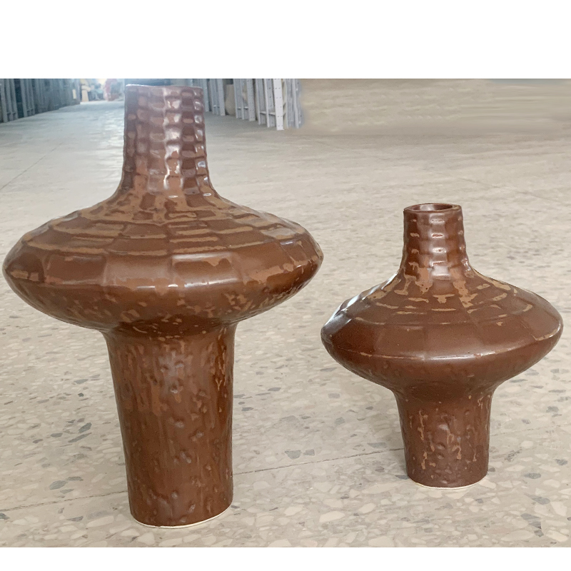 现代手工雕刻陶瓷花瓶花器博古架客厅插花酒店样板间软装饰品