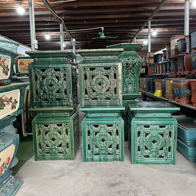 实物拍摄石湾陶瓷花几园林景观花架石湾盆底座