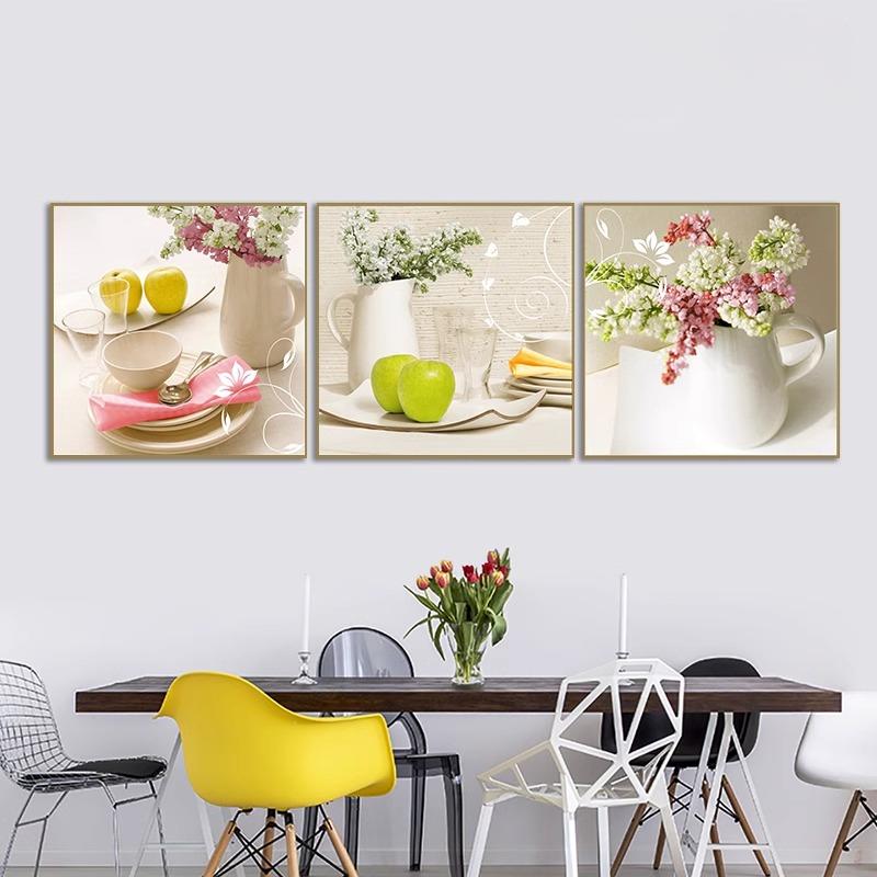 客厅装饰画现代简约餐厅简欧三联挂画沙发背景墙壁创意油画免打孔