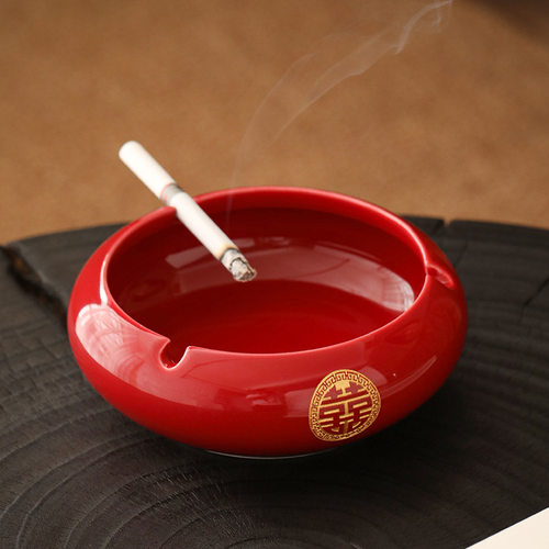 唐洁结婚庆用品红色烟灰缸创意陶瓷个性潮流婚礼家用客厅新婚烟缸