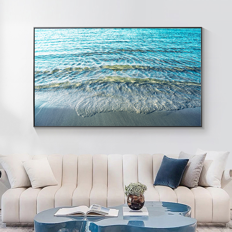 绿水悠悠大海水波纹清澈透明装饰画客厅餐厅卧室床头背景墙画挂画