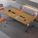 折叠会议桌可移动拼接长条桌办公带轮子培训插排桌子客厅餐桌木桌