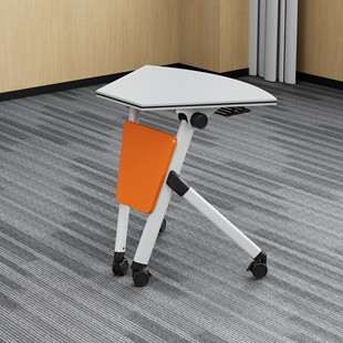 橙色培训桌可折叠移动长条桌现代辅导机构双人学习课桌子拼接会议