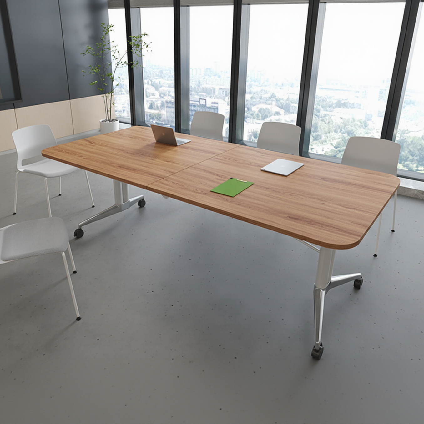 现代简约长方形板木餐桌