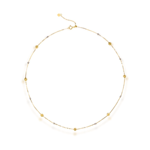 LSTARA/爱丝塔 双色星点项链纯18K金锁骨链可移动金珠可调节颈链