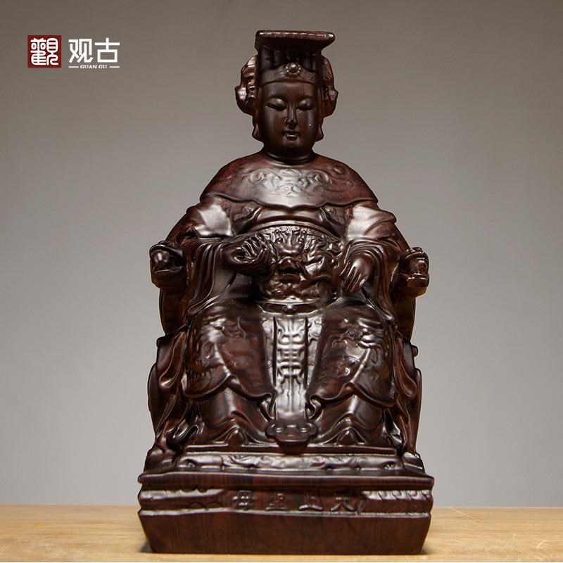 黑檀木妈祖神像雕刻摆件家居客厅湄洲海神天上圣母雕刻工艺品摆设