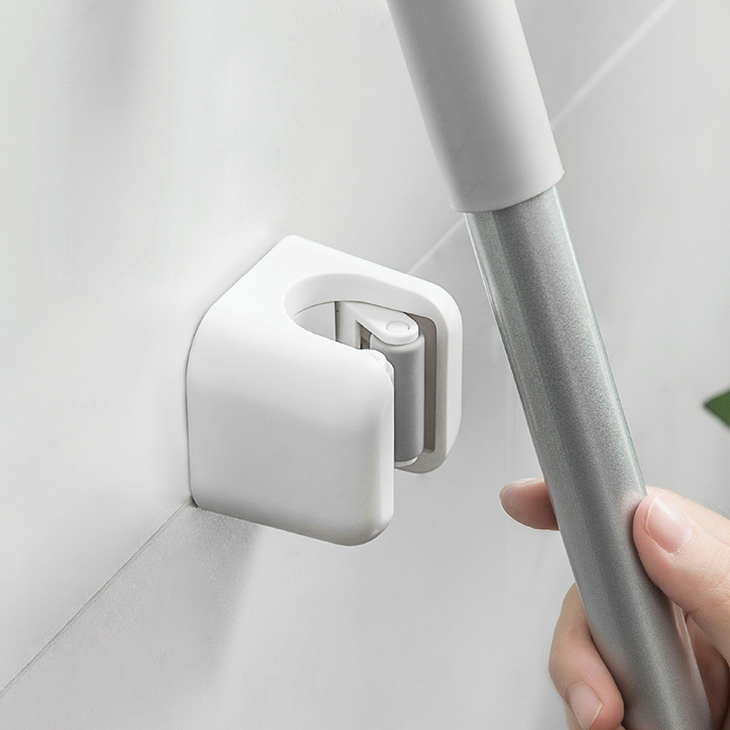 简约粘贴式壁挂拖把夹防水防潮免打孔收纳架多用途清洁用具收纳夹