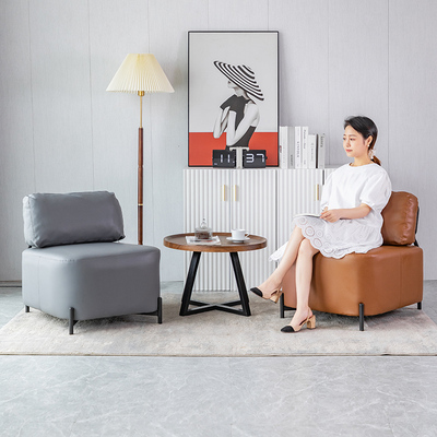 简约单人会客沙发办公接待酒店咖啡餐厅休息区洽谈小茶几桌椅组合
