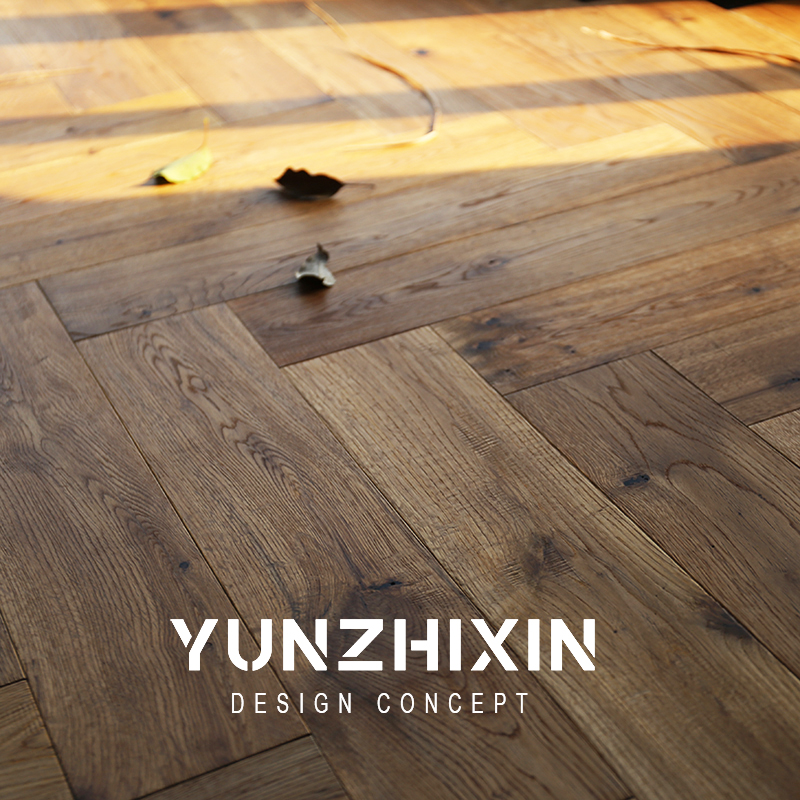 韵质信纯实木橡木人字拼木蜡油地板鱼骨拼卧室锯齿纹地暖锁扣地板