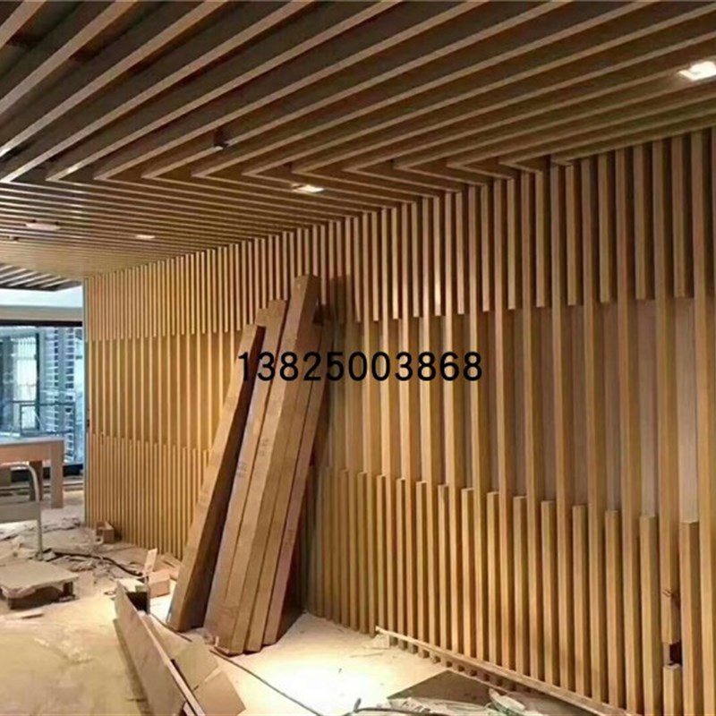 室内装饰材料U型铝方通 50*150铝格栅天花吊顶 隔断木纹型材方管