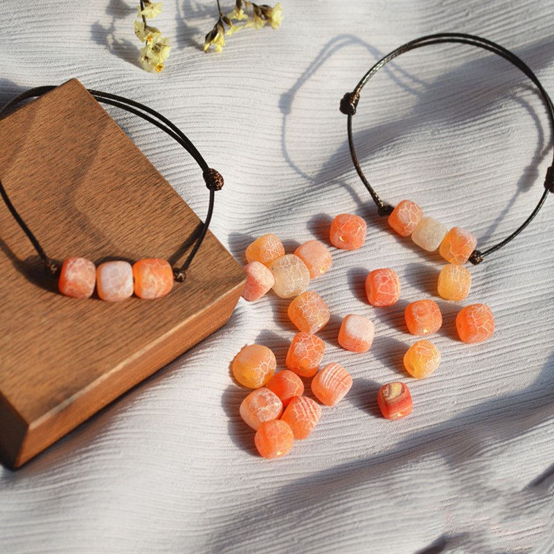 【甜】橘  大橘大利 可爱萌哒橘子色玛瑙手绳手链学生.闺蜜礼物女