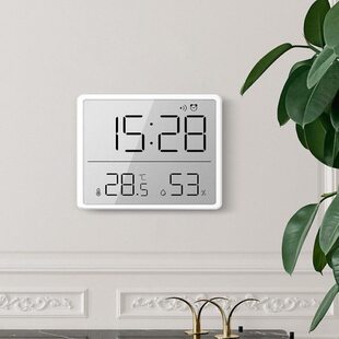 简约大屏电子数字钟温湿度显示时钟家用室内多功能闹钟台式壁挂钟