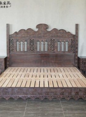摩洛哥风格实木主卧床婚床BD278-3C东南亚风格家具泰式双人床1米8