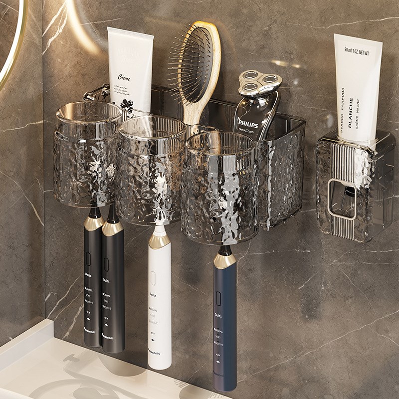 牙刷置物架d壁挂式免打孔化妆室漱口杯架轻奢家庭浴室挂墙牙刷架