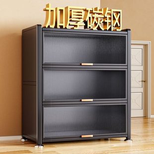厨房置物架落地多层防尘收纳柜碗柜家用多功能餐边柜橱柜储物柜子