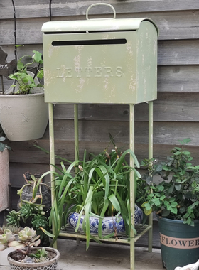 日式田园风复古铁艺做旧花园庭院邮箱装饰花架子园艺户Y外摆件落