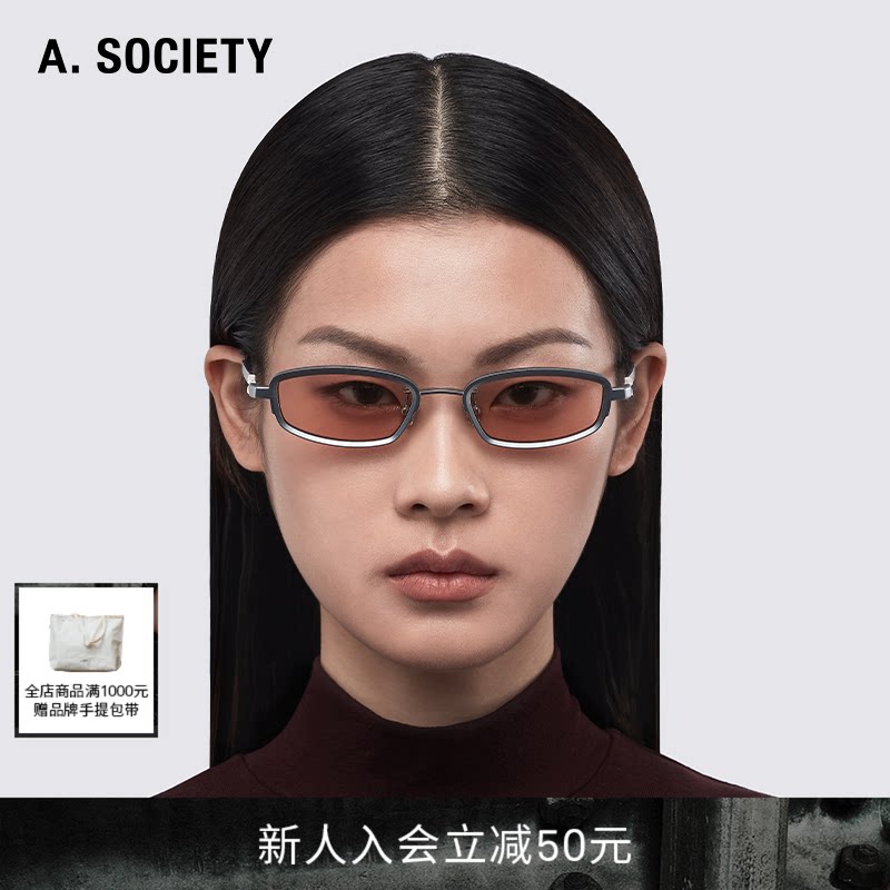 A.SOCIETY TITANIUM系列金属细框方形男女简约墨镜太阳镜 DELTA 约太实拍商品图