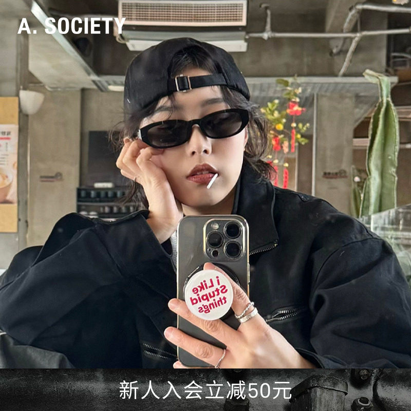 王鹤棣同款A.SOCIETY RAW系列时尚防晒椭圆板材粗框男女墨镜MATEO