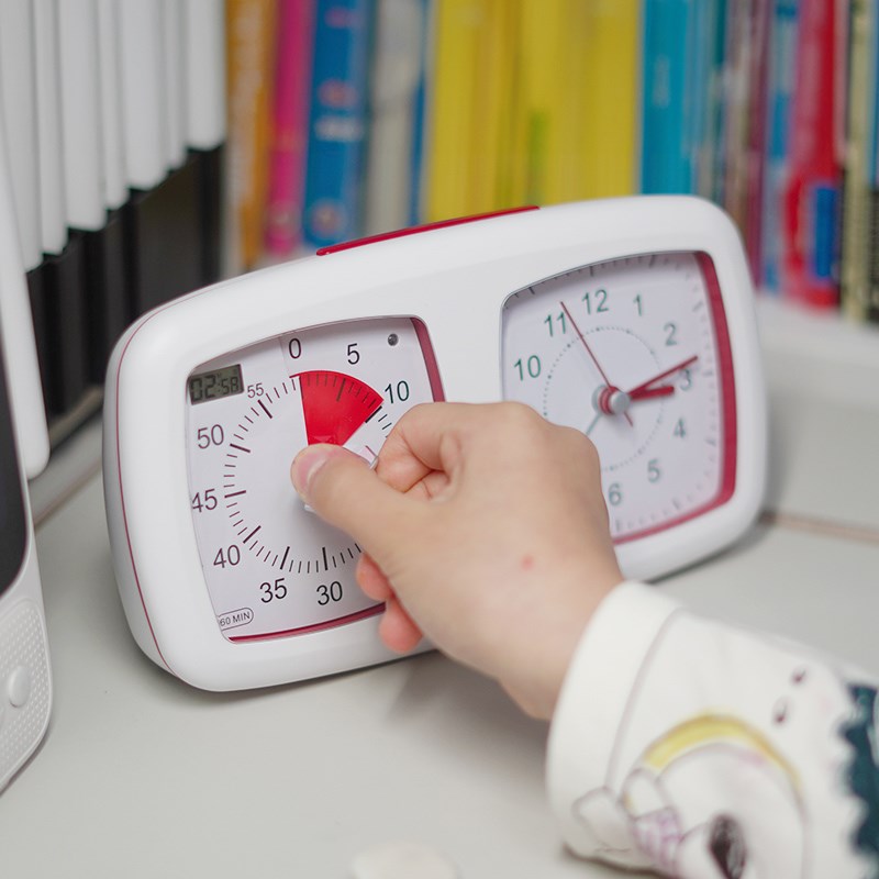 UNISUN双盘计时器小学生带闹钟静音时间管理器网红定时器