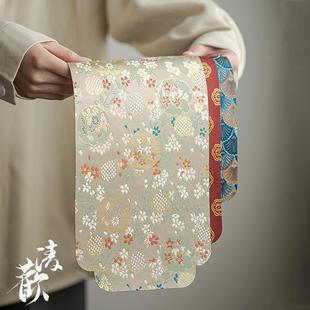 清欢 锦缎织造复古文艺布艺桌布餐席隔热桌旗 日式 刺绣防水茶席