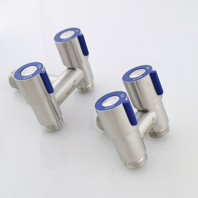 304不锈钢一进二出双控三角阀双头开关一分二三通阀分水阀水龙头