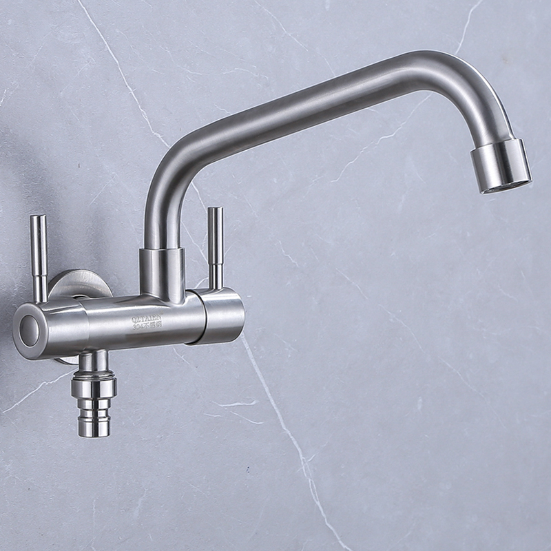 304不锈钢一进二出双控拖把池用全自动洗衣机单冷水龙头喷枪阳台