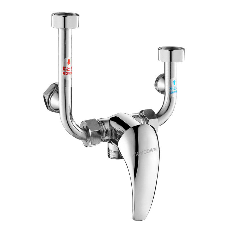 全铜电热水器混水阀明装冷热水混合阀U型水龙头淋浴花洒套装配件