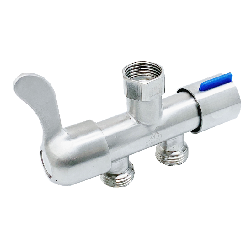 加厚一进二出水龙头双控角阀 转换接头洗衣机龙头三通双用分流器
