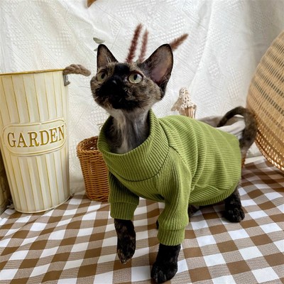 无毛猫衣服斯芬克斯德文厚高领保暖春季毛衣打底猫咪衣服