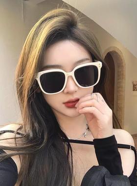 2024新款韩版高级感ins白色偏光墨镜女网红眼镜大脸显脸小太阳镜