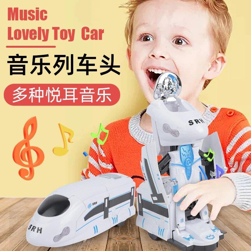 电动万向变形和谐号高铁火车机器人玩具动车欧顺通精选音乐列车头