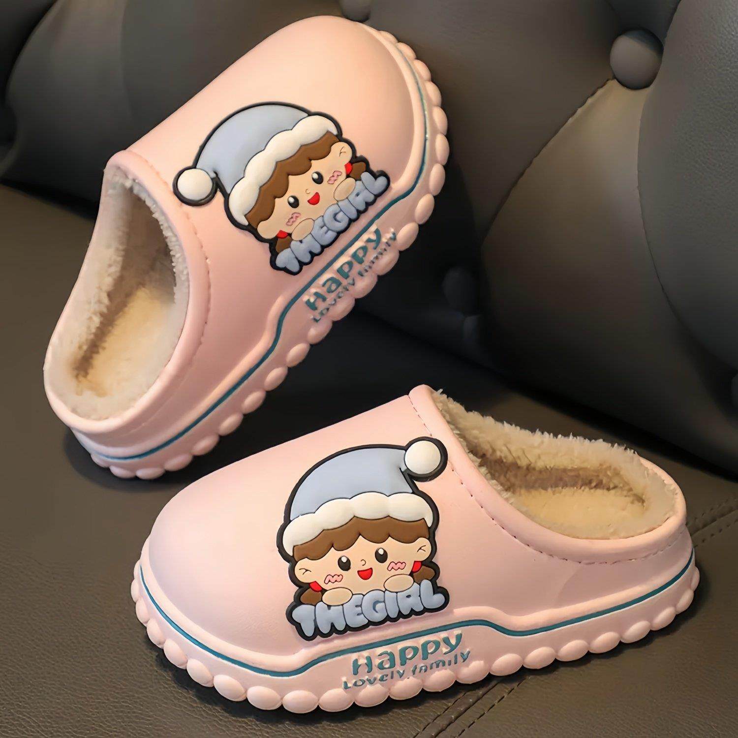 儿童棉拖鞋女童秋冬季防滑软底可爱公主棉鞋室内宝宝卡通防水冬鞋