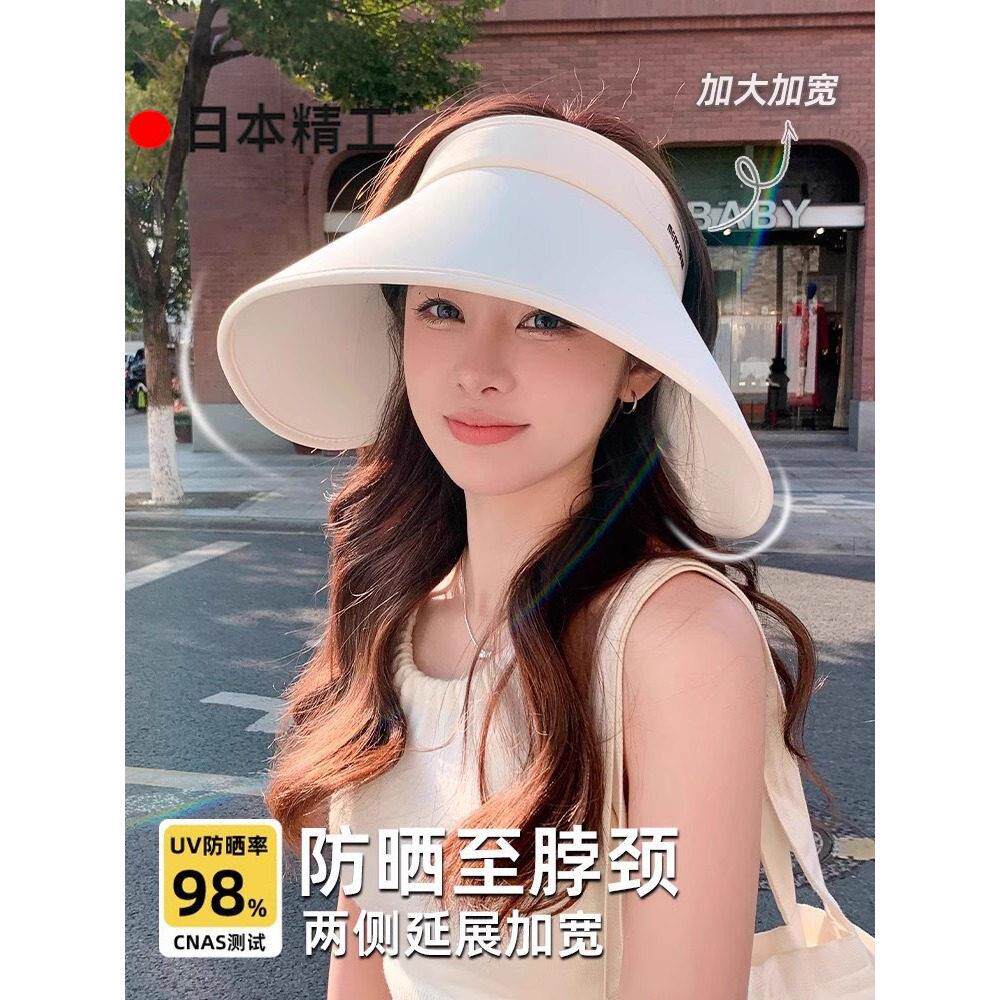 日本全脸防晒帽加大帽檐空顶抗UV帽环绕式冰丝遮阳帽女夏季