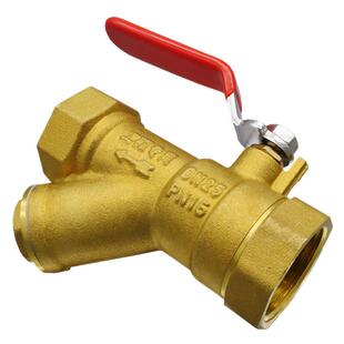Y型带过滤器球阀6分地暖分水器进水阀门1寸黄铜暖气自来水管开关