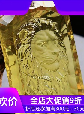 天然巴西收藏级柠檬黄水晶千禧面雕刻狮子吊坠项链钻石切工净体即