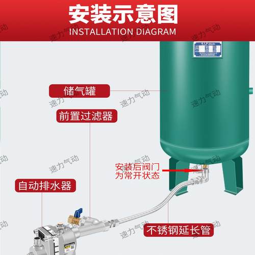 空压机储气罐自动排水器气泵压缩空气零气耗自动排水器浮球式放水