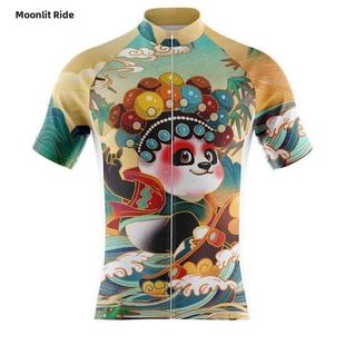 2021新款熊猫荣荣赛艇自行车服装自行车衬衫男子短袖上衣夏季自行