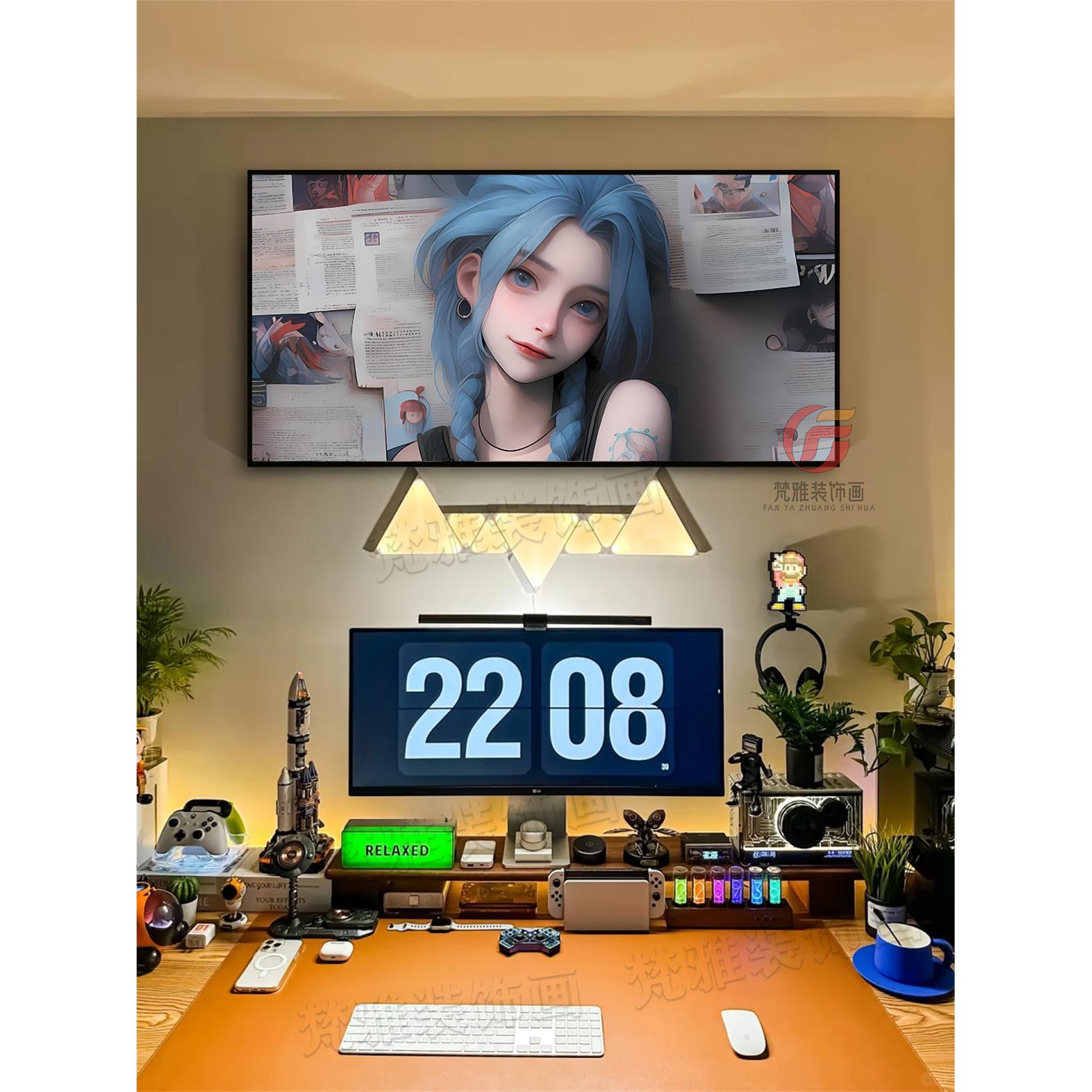 英雄联盟金克丝阿狸装饰画lol电竞酒店房间布置网咖挂画led灯光画