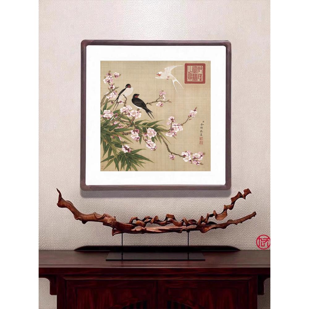 花鸟挂画新中国风格装饰画客厅入口沙发背景墙组合壁画餐厅牡丹花图片