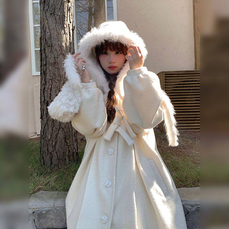 高级感保暖加厚毛呢外套冬季新款甜美小个子显瘦毛领呢子大衣