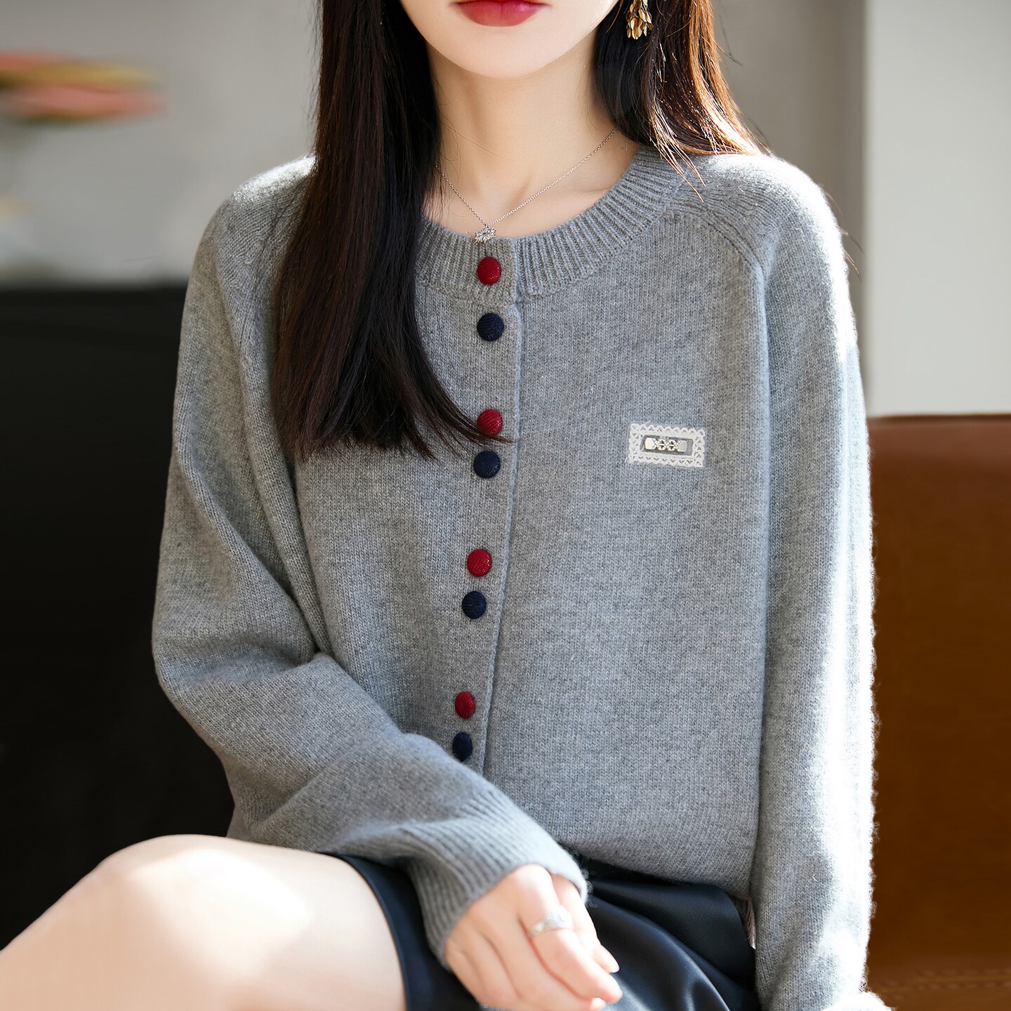 时尚外穿百搭针织开衫外套女2025新款洋气大码女装上衣秋冬毛衣