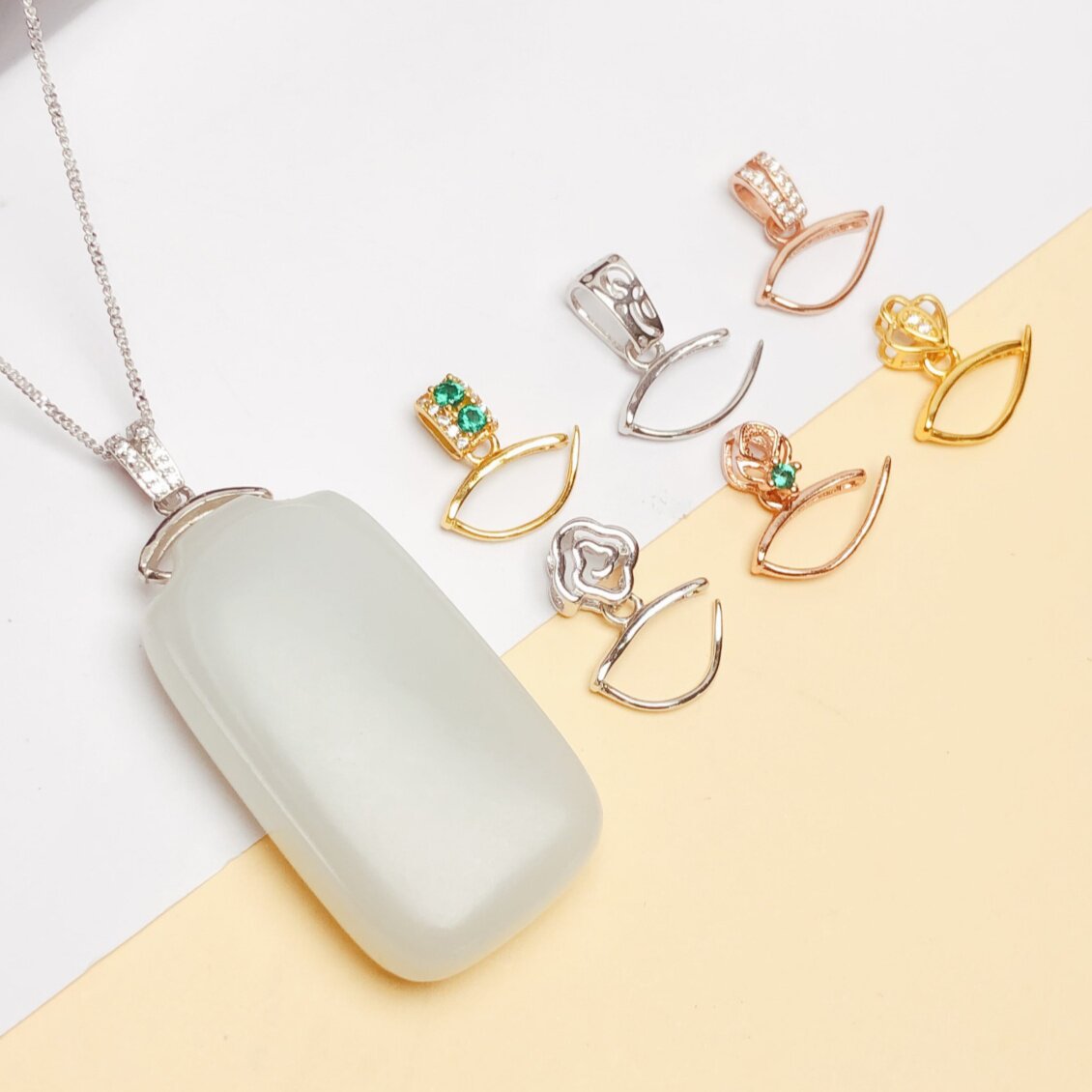 欣履S925纯银牛鼻孔左右孔扣头